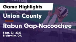 Union County  vs Rabun Gap-Nacoochee  Game Highlights - Sept. 22, 2022
