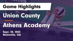 Union County  vs Athens Academy Game Highlights - Sept. 28, 2023