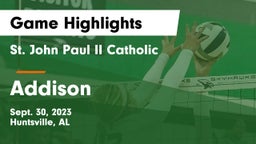 St. John Paul II Catholic  vs Addison Game Highlights - Sept. 30, 2023