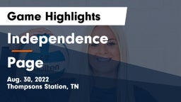 Independence  vs Page  Game Highlights - Aug. 30, 2022