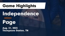 Independence  vs Page  Game Highlights - Aug. 31, 2023