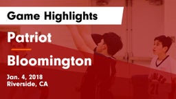 Patriot  vs Bloomington  Game Highlights - Jan. 4, 2018