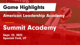 American Leadership Academy  vs Summit Academy  Game Highlights - Sept. 22, 2022