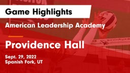 American Leadership Academy  vs Providence Hall  Game Highlights - Sept. 29, 2022
