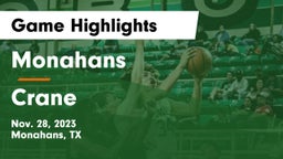 Monahans  vs Crane  Game Highlights - Nov. 28, 2023