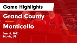 Grand County  vs Monticello  Game Highlights - Jan. 4, 2022