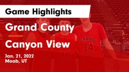 Grand County  vs Canyon View  Game Highlights - Jan. 21, 2022