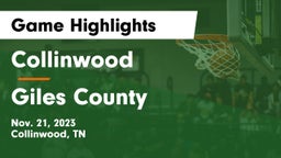 Collinwood  vs Giles County  Game Highlights - Nov. 21, 2023