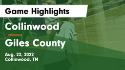 Collinwood  vs Giles County Game Highlights - Aug. 22, 2022