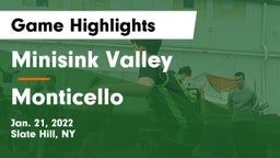 Minisink Valley  vs Monticello  Game Highlights - Jan. 21, 2022