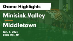 Minisink Valley  vs Middletown  Game Highlights - Jan. 3, 2024