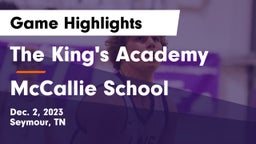 The King's Academy vs McCallie School Game Highlights - Dec. 2, 2023