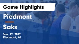 Piedmont  vs Saks  Game Highlights - Jan. 29, 2022