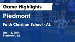 Piedmont  vs Faith Christian School - AL Game Highlights - Jan. 15, 2024