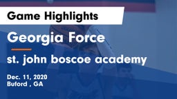 Georgia Force vs st. john boscoe academy Game Highlights - Dec. 11, 2020
