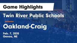 Twin River Public Schools vs Oakland-Craig  Game Highlights - Feb. 7, 2020