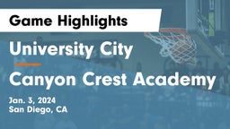 University City  vs Canyon Crest Academy Game Highlights - Jan. 3, 2024