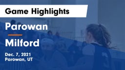 Parowan  vs Milford Game Highlights - Dec. 7, 2021