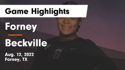 Forney  vs Beckville  Game Highlights - Aug. 12, 2022