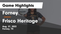 Forney  vs Frisco Heritage  Game Highlights - Aug. 27, 2022