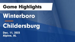 Winterboro  vs Childersburg  Game Highlights - Dec. 11, 2023