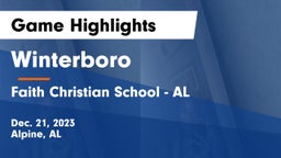 Winterboro  vs Faith Christian School - AL Game Highlights - Dec. 21, 2023