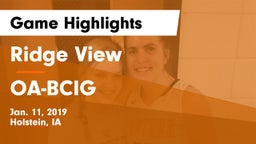 Ridge View  vs OA-BCIG Game Highlights - Jan. 11, 2019