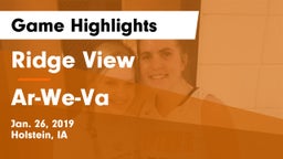 Ridge View  vs Ar-We-Va  Game Highlights - Jan. 26, 2019
