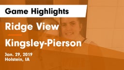 Ridge View  vs Kingsley-Pierson  Game Highlights - Jan. 29, 2019