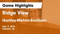 Ridge View  vs Hartley-Melvin-Sanborn  Game Highlights - Feb. 9, 2019