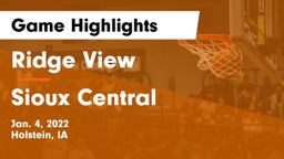 Ridge View  vs Sioux Central  Game Highlights - Jan. 4, 2022