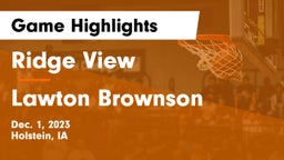 Ridge View  vs Lawton Brownson Game Highlights - Dec. 1, 2023