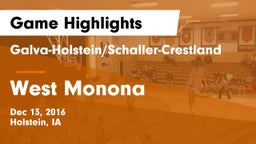 Galva-Holstein/Schaller-Crestland  vs West Monona  Game Highlights - Dec 13, 2016