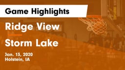 Ridge View  vs Storm Lake  Game Highlights - Jan. 13, 2020