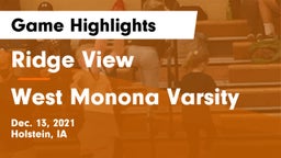 Ridge View  vs West Monona Varsity Game Highlights - Dec. 13, 2021