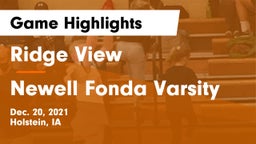 Ridge View  vs Newell Fonda Varsity Game Highlights - Dec. 20, 2021