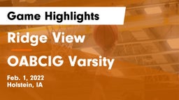 Ridge View  vs OABCIG Varsity Game Highlights - Feb. 1, 2022