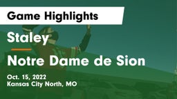 Staley  vs Notre Dame de Sion  Game Highlights - Oct. 15, 2022