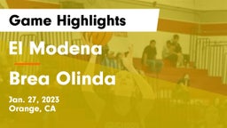 El Modena  vs Brea Olinda  Game Highlights - Jan. 27, 2023