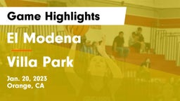 El Modena  vs Villa Park  Game Highlights - Jan. 20, 2023
