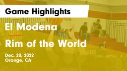 El Modena  vs Rim of the World Game Highlights - Dec. 20, 2022