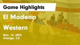 El Modena  vs Western  Game Highlights - Nov. 14, 2023