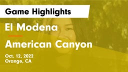 El Modena  vs American Canyon  Game Highlights - Oct. 12, 2022