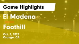 El Modena  vs Foothill  Game Highlights - Oct. 3, 2023