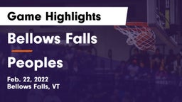 Bellows Falls  vs Peoples Game Highlights - Feb. 22, 2022