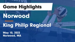 Norwood  vs King Philip Regional  Game Highlights - May 10, 2023