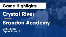 Crystal River  vs Brandon Academy Game Highlights - Dec. 31, 2021