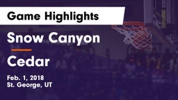 Snow Canyon  vs Cedar  Game Highlights - Feb. 1, 2018