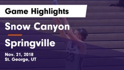 Snow Canyon  vs Springville  Game Highlights - Nov. 21, 2018