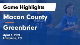 Macon County  vs Greenbrier  Game Highlights - April 1, 2024